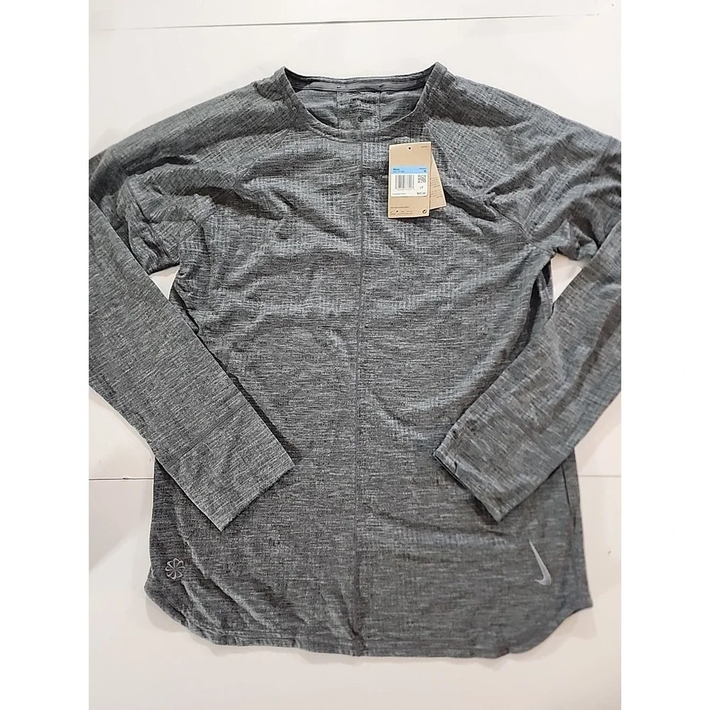 Nike Yoga Long Sleeve Top Size Medium‎ Mens Grey Dri Fit Thumbholes